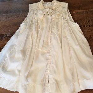 Anthropology Feather Bone Pearl Tunic